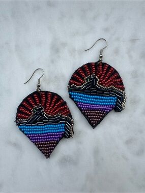 Grateful Dead Beaded Earrings, JGB Cats Under The Stars